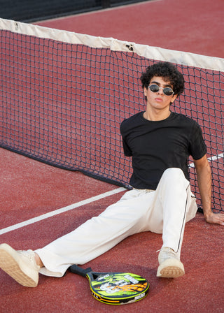 Men's Off-White Lined Relaxed-Fit Trouser Ecowears.pk