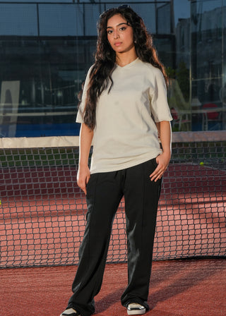 White Textured V-Neck Tee Ecowears Store