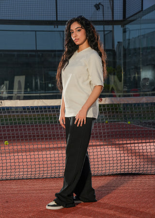 White Textured V-Neck Tee Ecowears Store