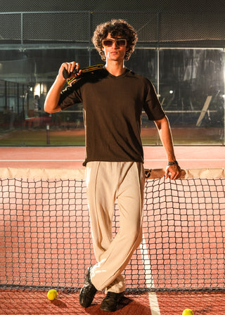 Dark Brown Textured V-Neck T-Shirt Ecowears Store
