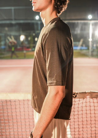 Dark Brown Textured V-Neck T-Shirt Ecowears Store