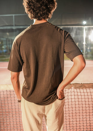 Dark Brown Textured V-Neck T-Shirt Ecowears Store