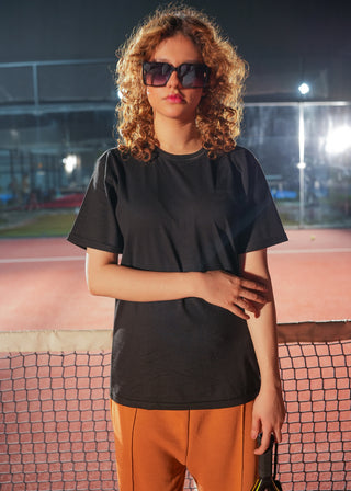 Classic Black Crew Neck T-Shirt – Women's Timeless Cotton Fit Ecowears Store