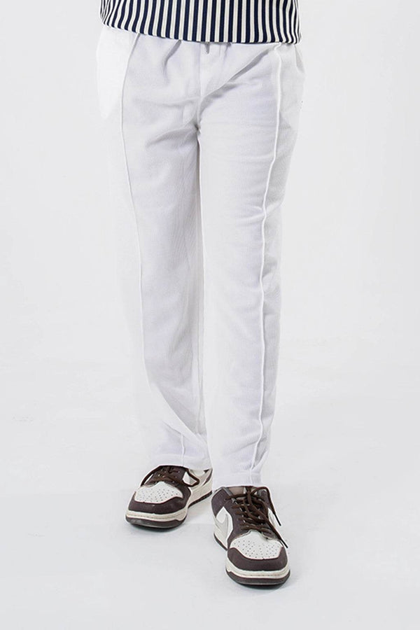 Classic Textured Trouser - White