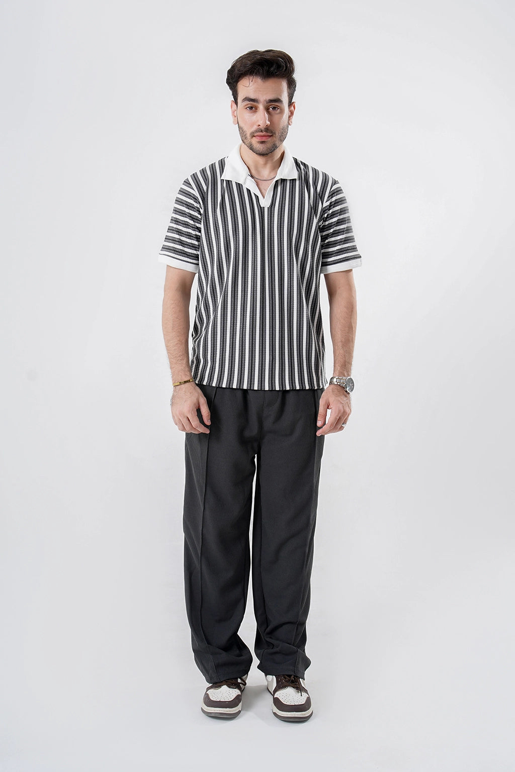 Charcoal Ribbed Premium Trouser – Modern Fit with Sophisticated Style
