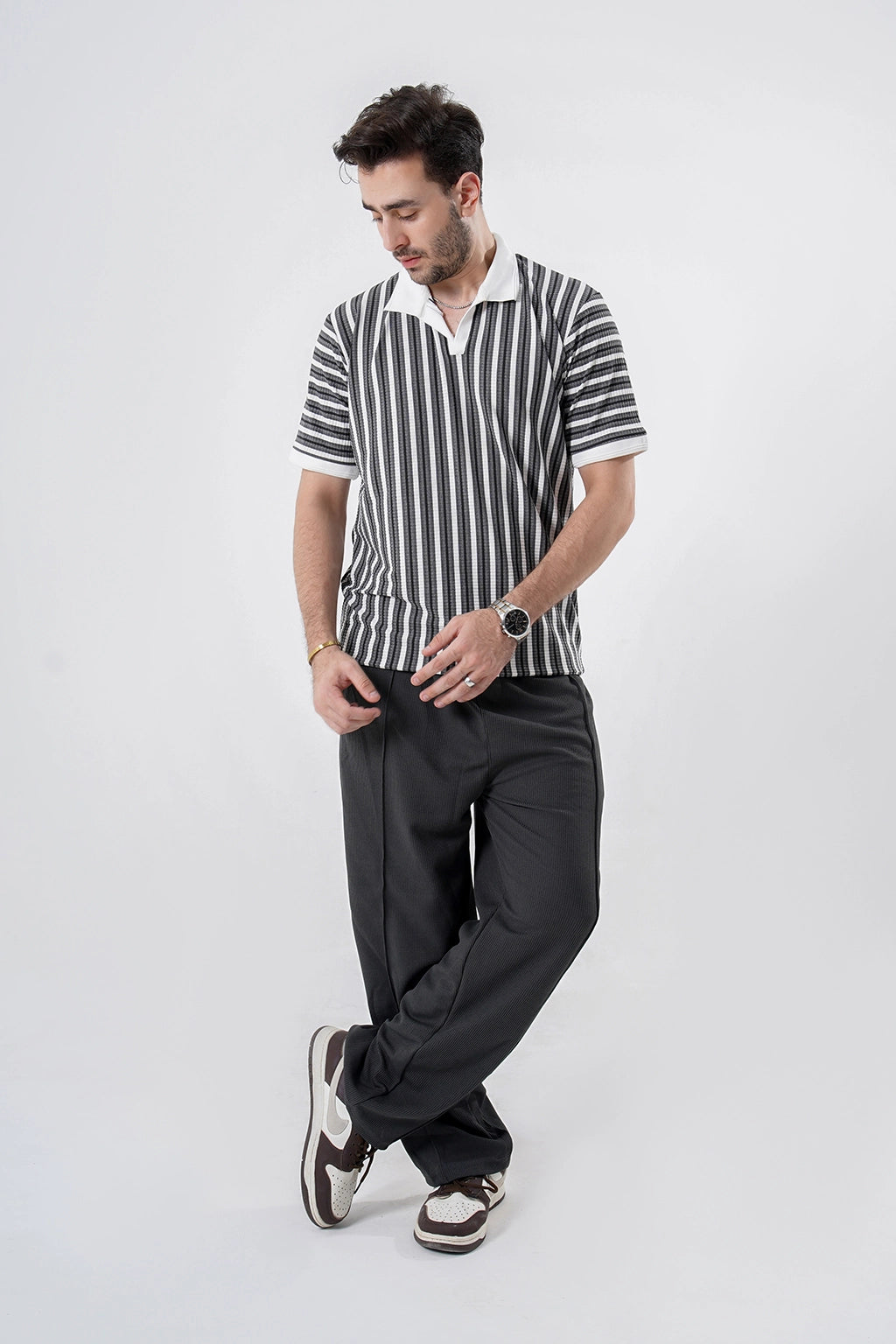 Charcoal Ribbed Premium Trouser – Modern Fit with Sophisticated Style
