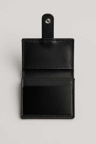 Black Leather Wallet – Professional Style with Secure Flap Closure - Ecowears.pk