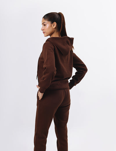 Dark Brown Women’s Casual Tracksuit – Hoodie & Trousers