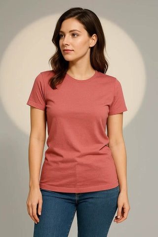 Dusty Rose Crew Neck T-Shirt – Women's Soft Cotton Tee - Ecowears.pk