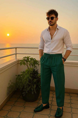 Emerald Relaxed-Fit Trousers - Aqua Green - Ecowears.pk