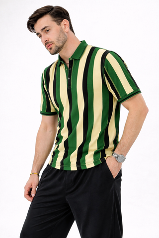 Green Multi Stripe Polo Tee