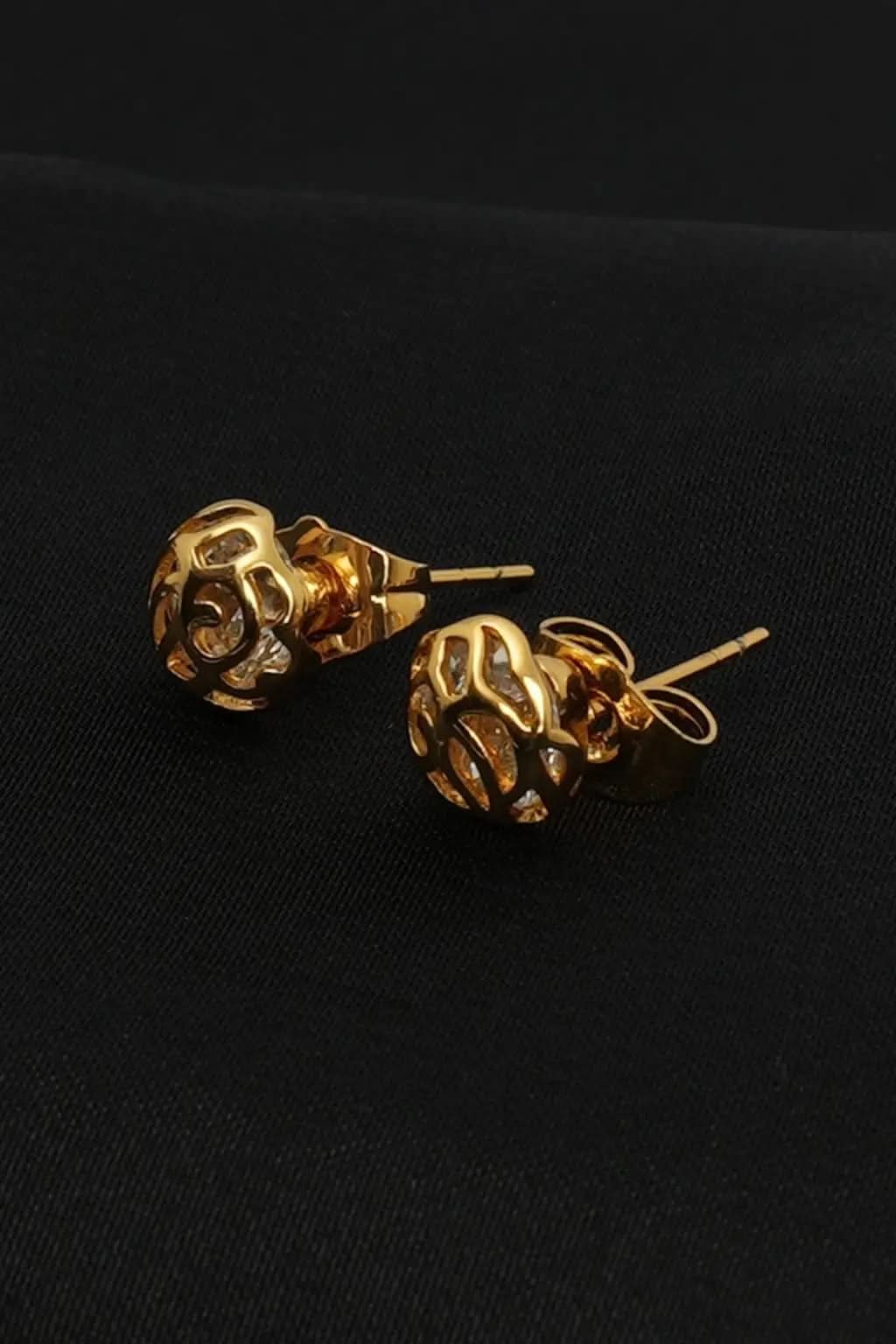 Floral Cage Stud Earrings - Delicate Beauty - Ecowears.pk
