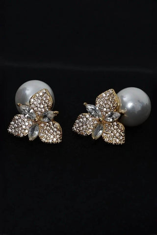 Floral Pearl Drop Earrings-Graceful & Timeless - Ecowears.pk