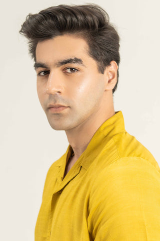Bold Mustard Short Sleeve Shirt for Trendy Summer Looks