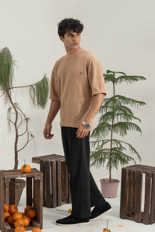 Brown Textured Signature Tee