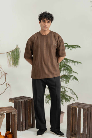 Dark Brown Textured Signature Tee