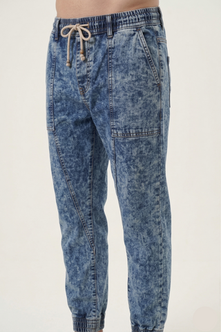 Acid Wash Denim Utility Pants