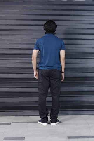 Classic Fit Polo Shirt for Men in Zinc Teal Textured Fabric