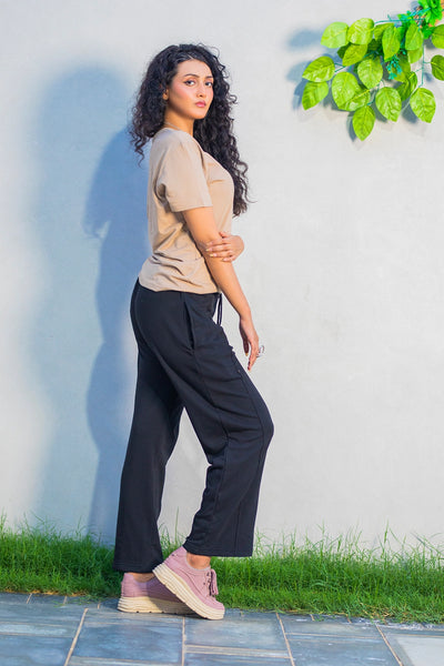 Khaki Beige Crew Neck T-Shirt – Women's Everyday Neutral Tee