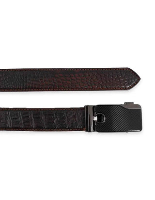 Leather Belt Brown – Embossed Leather with Automatic Buckle - Ecowears.pk