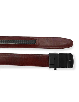 Leather Belt Brown – Slide Buckle with Metallic Texture - Ecowears.pk