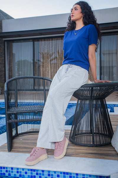 Light Grey Wide-Leg Trousers with Comfy Lounge Fit - Ecowears.pk