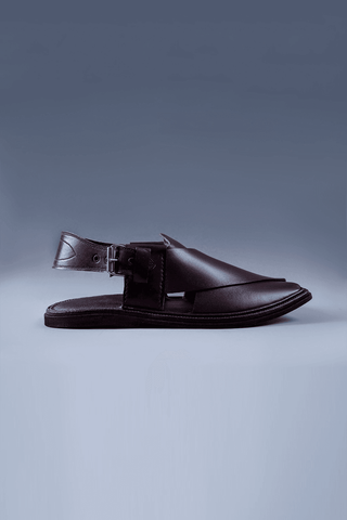 Maroon Leather Kaptaan Chappal with Classic Cross Strap Design - Ecowears.pk