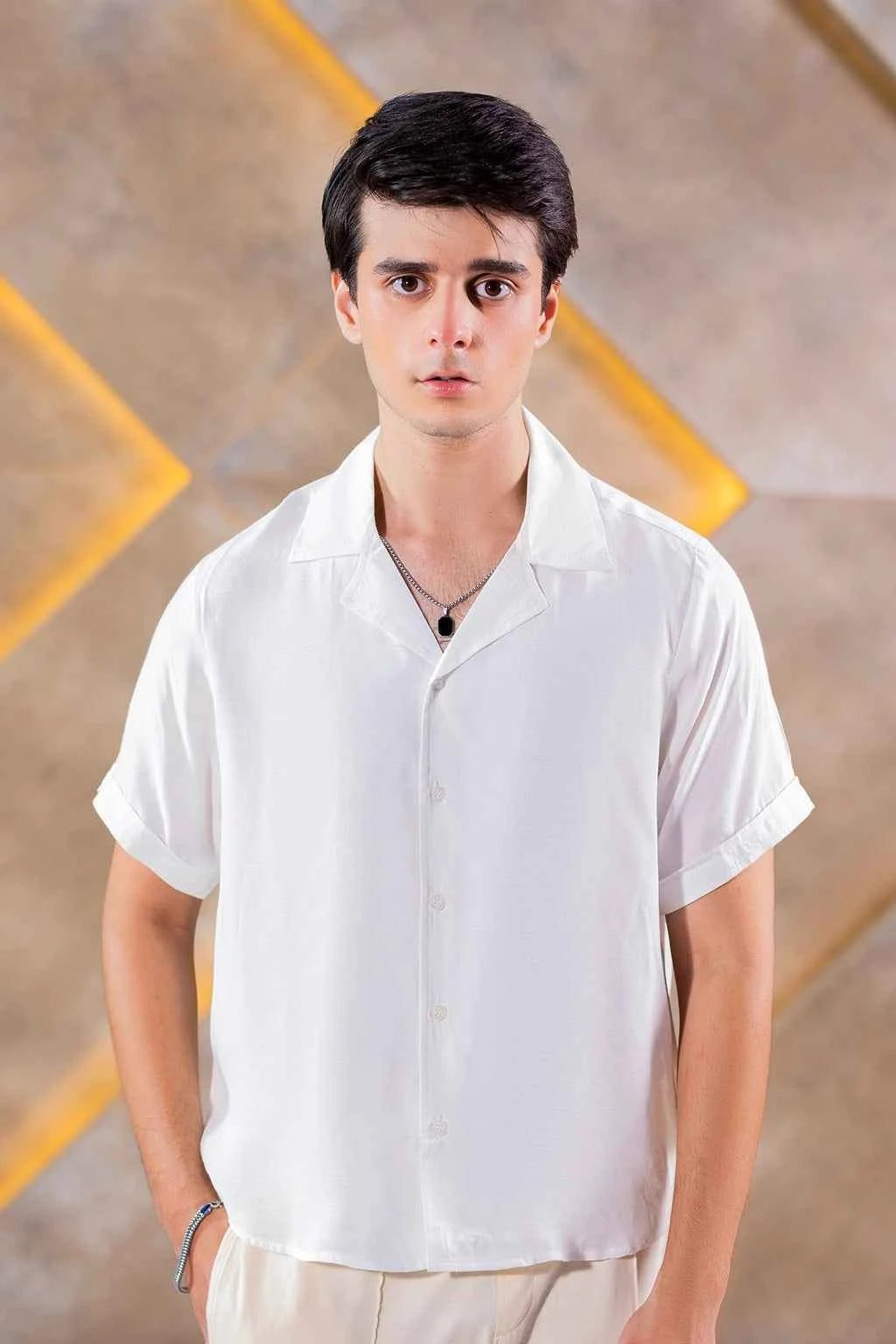 Men’s Classic White Cuban Collar Shirt