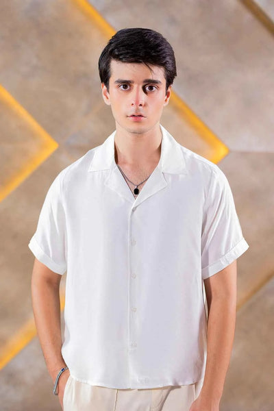 Men’s Classic White Cuban Collar Shirt