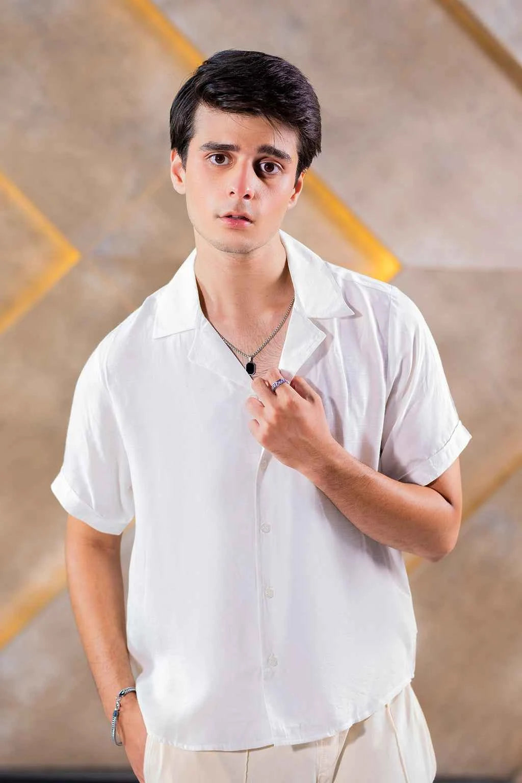 Men’s Classic White Cuban Collar Shirt