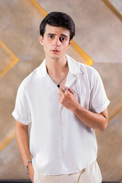 Men’s Classic White Cuban Collar Shirt