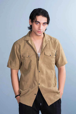 Men's Casual Khaki Shirt - Lightweight & Breezy Textured Design - Ecowears.pk
