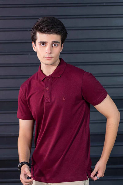 Men’s Maroon Piqué Polo Shirt – Classic Fit & Soft Cotton Feel