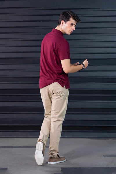 Men’s Maroon Piqué Polo Shirt – Classic Fit & Soft Cotton Feel