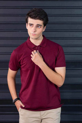 Men's Maroon Polo Shirt - Classic Fit & Soft Cotton Feel for Ultimate Comfort - Ecowears.pk