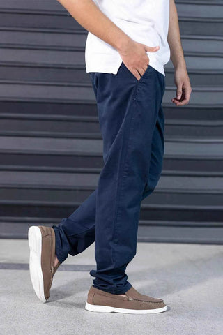 Men's Navy Tapered Pants - Versatile Fit for Casual to Semi-Formal Occasions - Ecowears.pk