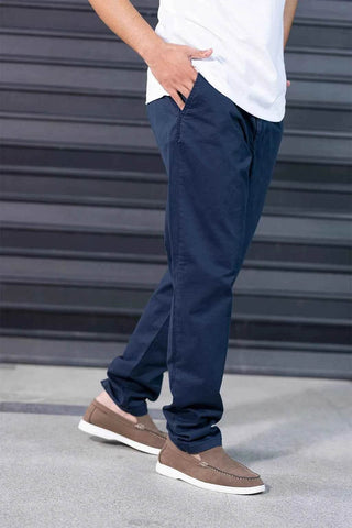Men's Navy Tapered Pants - Versatile Fit for Casual to Semi-Formal Occasions - Ecowears.pk