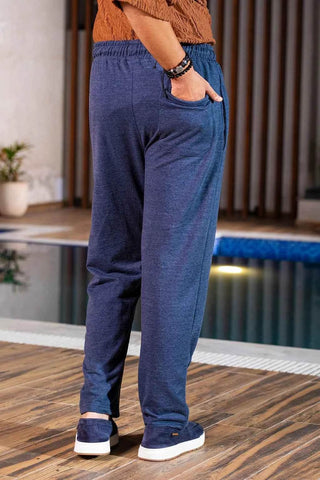 Men’s Relaxed Fit Trousers - Textured Blue Casual Comfort Wear - Ecowears.pk