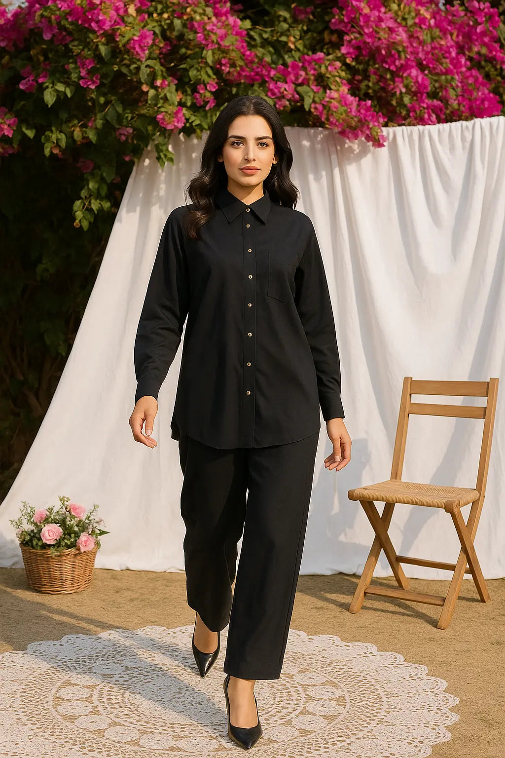 Midnight Muse Co-Ord Set – Classic Black Elegance Redefined