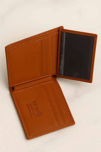 Minimalist RFID Leather Wallet – Slim & Secure Design