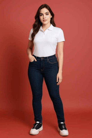 Ecowear Store Navy Blue Skinny Jeans for Women - Stylish & Comfortable - Ecowears.pk