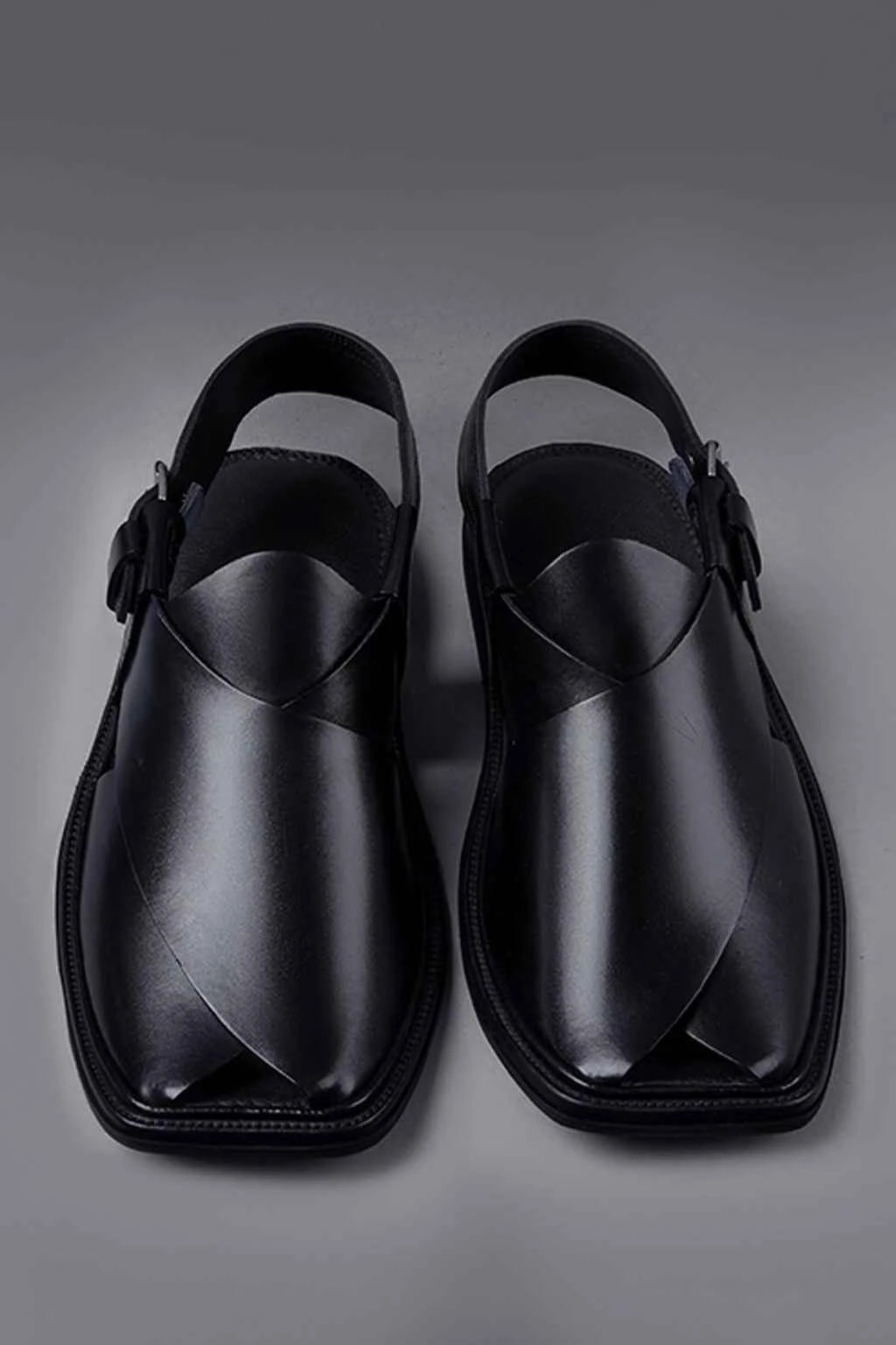 Premium Handcrafted Black Charsadda Chappal with Sleek Modern Finish
