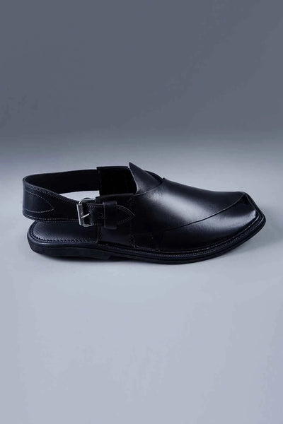 Premium Handcrafted Black Charsadda Chappal with Sleek Modern Finish