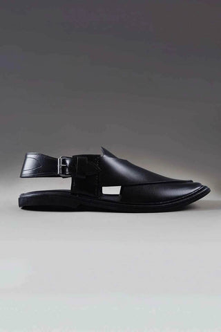 Premium Handcrafted Black Charsadda Chappal with Sleek Modern Finish - Ecowears.pk