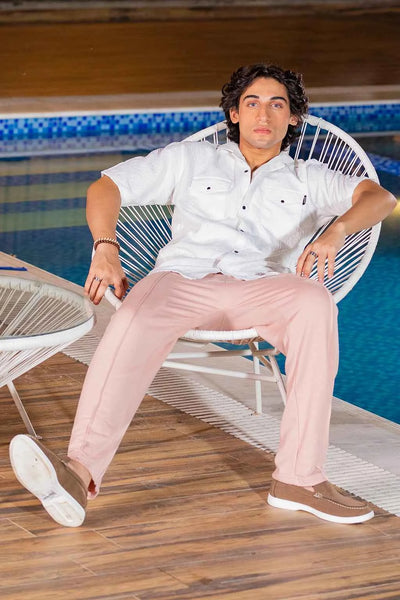 Relaxed Fit Men’s Trousers – Pastel Pink Everyday Comfort