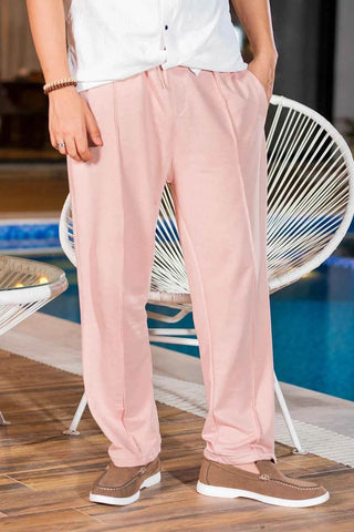 Relaxed Fit Men's Trousers in Pastel Pink for Everyday Comfort - Ecowears.pk