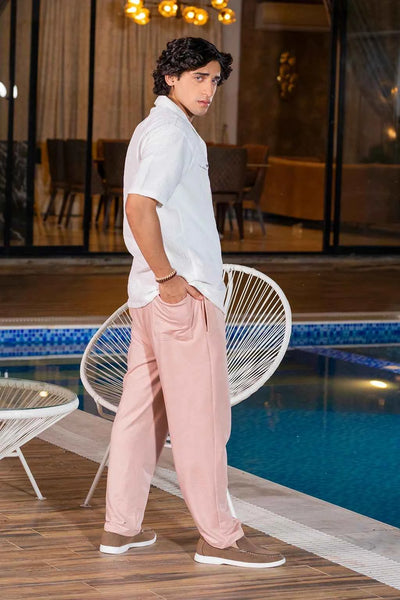 Relaxed Fit Men’s Trousers – Pastel Pink Everyday Comfort