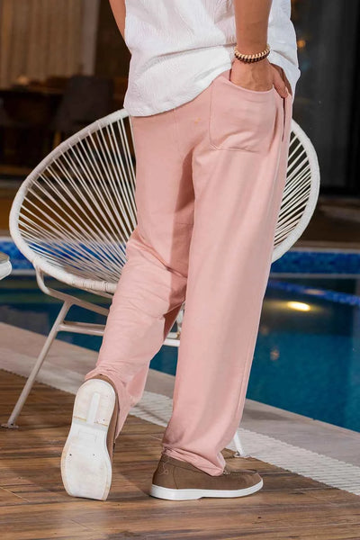Relaxed Fit Men’s Trousers – Pastel Pink Everyday Comfort
