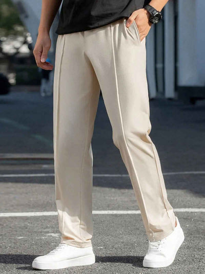 Relaxed Fit Platted Trouser - Cream Beige