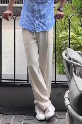 Relaxed Fit Platted Trouser - Cream Beige - Ecowears.pk